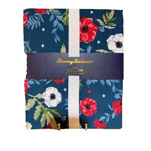 New Tommy Bahama Americana Tablecloth Floral Red White Blue Oblong 60"x120"
